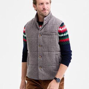 Club Room Men's Brown Tweed Herringbone Padded Vest - Size: XL - New with Tags
